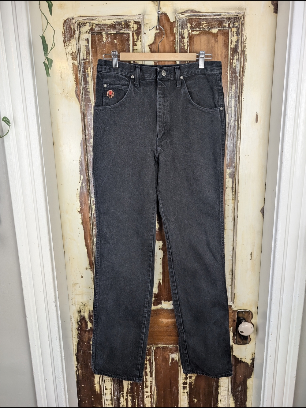 Vintage USA Wrangler Twenty X 20X Black Denim Jeans 33x36 100% Cotton Western